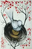 Mark Hanham, Dove in Cherry Blossom, Acrylic on Canvas