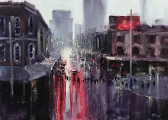 Taylor Square, Sydney by Herman Pekel, Oil on Canvas, sold May 2021