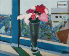 Christopher Capper, Carnations over Macleay Street, 1984, Oil on Canvas Board