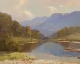 W Rubery Bennett, Reflections, Wollondilly River, Burragorang Valley [NSW], Oil on Canvas