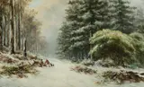 James Waltham Curtis, Wattle Blossom & Pine Plantation, Summit, Mt. Macedon, 1885, Oil on Canvas