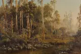Charles Rolando, Early Morning - Australian River Scene with Figure, Oil on Canvas on Board