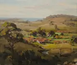 Henry Edgecombe, The Valley in Autumn, 1940, Oil on Canvas Board