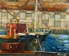 Jane Bennett, The Finger Wharf, Woolloomooloo, Oil on Card