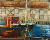 Jane Bennett, The Finger Wharf, Woolloomooloo, Oil on Card