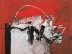 Robert Grieve, Red Figure Variation, Acrylic, Gouache & Charcoal on Paper