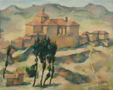 Harold Greenhill, Village in Old Castille, 1948, Oil on Board