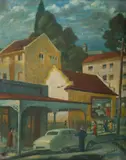 Harold Abbott, Cross Street, 1952, Oil on Canvas