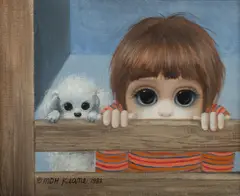 Boy and Dog by Margaret Keane, 1982, Oil on Canvas, sold May 2021