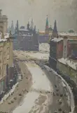 George Evardovich Satel, Winter in Moscow, 1948, Oil on Canvas