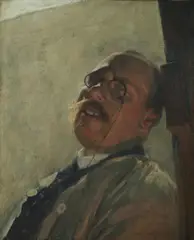 Paul Meyer-Mainz, Self-portrait with Easel, Oil on Canvas Board