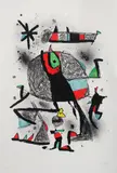 Paysanne aux Oiseaux (Peasant Girl with Birds) by Joan Miró, 1981, Colour Lithograph 6/100, sold May 2021