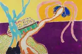 Coconut Tree by the Sea - Unsigned by Malcolm de Chazal, Gouache, sold May 2021