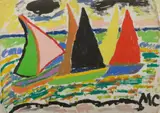Yachts - Initialled 'M.C by Malcolm de Chazal, Gouache, sold May 2021