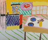 Colour Interior with Clock - Flower (verso) by Malcolm de Chazal, Gouache, sold May 2021