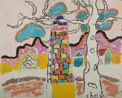 Lighthouse by Malcolm de Chazal, Gouache, sold May 2021