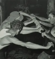 Three Men at Work by Max Dupain, 1940s, Silver Gelatin Photograph, sold May 2021