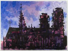 Victor Rubin, Notre Dame, Paris, Feb, 1998, Acrylic on Paper