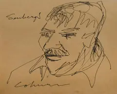 The Artist Jan Senbergs, Sketched at the Table by John Coburn by John Coburn, Pen & Ink, sold May 2021