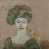 Francesco Musante, Regina Amante, 1977, Oil, Wood Veneer & Mixed Media on Hessian