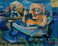 Victor Rubin, Olsen's Bath - Santa Barbara Flats - the Past,' Jan - Aug, 2010, Acrylic on Canvas Board