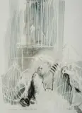 Margaret Woodward, Matisse and his Birds, 1995, Mixed Media on Paper