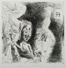 McLean Edwards, Drinkers,' 2006, alternative title 'Sons Jamesons, Drypoint Etching A/P