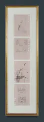 Carlo Montesi, 4 Pencil Drawings Framed Together, Pencil on Spiral Notepaper