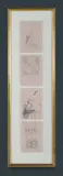 Carlo Montesi, 4 Pencil Drawings Framed Together, Pencil on Spiral Notepaper