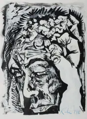 Victor Rubin, A self portrait, 1986, Ink & Gouache