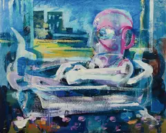 Victor Rubin, Olsen Having a Bondi Bath, 2010, Acrylic on Canvas Board