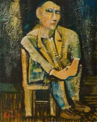 Victor Rubin, A Poet, 2003, Acrylic on Canvas Board