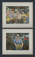 (2) by Salvatore Zofrea, Hand Coloured Linocut (2) A/P, sold May 2021