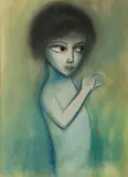 Robert Dickerson, Girl with Hands Clasped, c.1970s, Pastel on Paper on Board