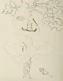 Donald Friend, Boy Climbing Coconut Tree, Bali, Pen & Ink