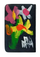 Floral Study on Bible by Pro Hart, Oil on Bible Cover, sold Mar 2021