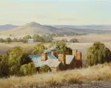 Robyn Collier, NSW Farmhouse, Oil on Canvas on Board
