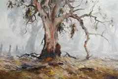 Terry Gleeson, Farmyard Derelict, Oil on Board