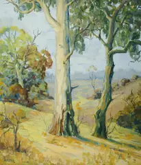 Gustav Pillig, Gums on a Hillside, Oil on Board