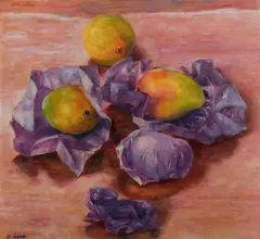 Ena Joyce, Christmas Mangoes, Mixed Media on Paper