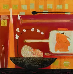 Wendy Arnold, Cherry Blossom Still Life, 2000, Oil & Mixed Media on Canvas