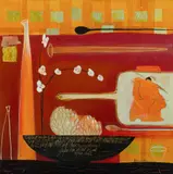 Wendy Arnold, Cherry Blossom Still Life, 2000, Oil & Mixed Media on Canvas