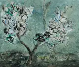 Maksymilian Feuerring, Tree at Night, Mixed Media on Board