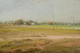 Kevin Oxley, Playing Field, Sunday, Oil on Canvas on Board