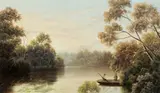Valentine Delawarr, Fishing at Dusk, Oil on Board