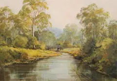 Charles Bock, Buckland River [Victoria], Mixed Media on Paper