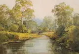 Charles Bock, Buckland River [Victoria], Mixed Media on Paper