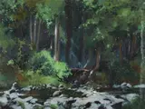The Allyn Rainforest by Allan Waite, Oil on Board, sold Mar 2021