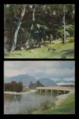 (2) by Allan Waite, 'Everard Ranges' (oil on canvas on board); & 'Aroona Valley' (oil on canvas board), sold Mar 2021