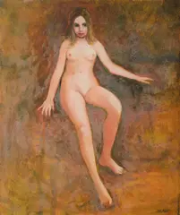 Paul Delprat, Nude Model, Oil on Canvas
